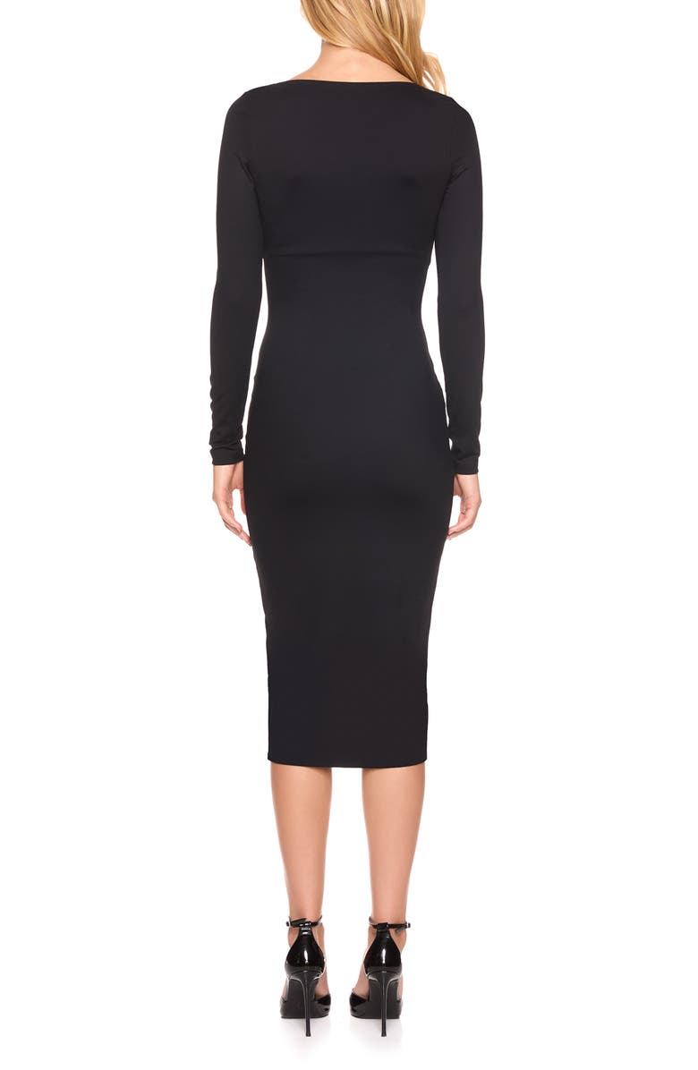 Susana Monaco Notched Wire Neck Long Sleeve Dress, Alternate, color, 