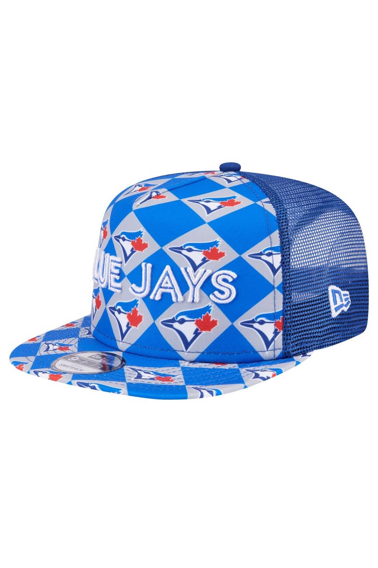 Men's New Era Royal Toronto Blue Jays Seeing Diamonds A-Frame Trucker 9FIFTY Snapback Hat, Main, color, Royal