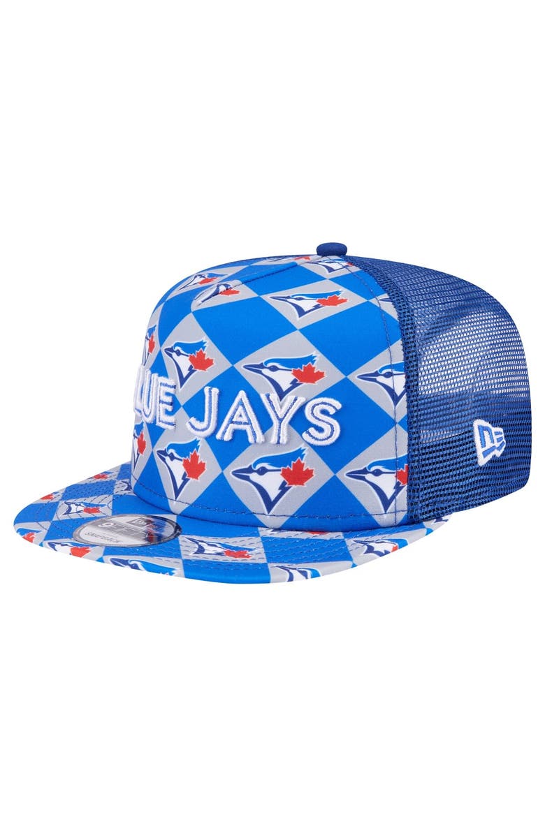 New Era Men's New Era Royal Toronto Blue Jays Seeing Diamonds A-Frame Trucker 9FIFTY Snapback Hat, Main, color, Royal