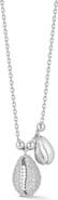 GLAZE JEWELRY Pavé Cubic Zirconia Shell Charm Pendant Necklace