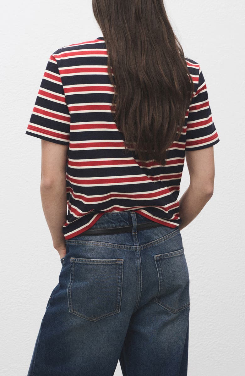 MANGO Stripe Cotton T-Shirt, Alternate, color, Navy