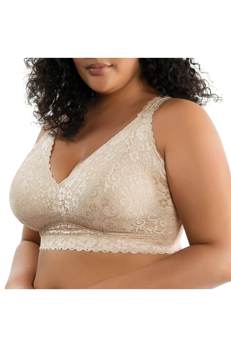 Adriana Wire-Free Lace Bralette, Alternate, color, Bare