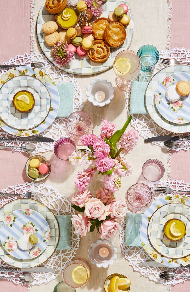 MACKENZIE CHILDS Sterling Check Enameled Steel Cheese Course, Alternate, color, Grey/ White