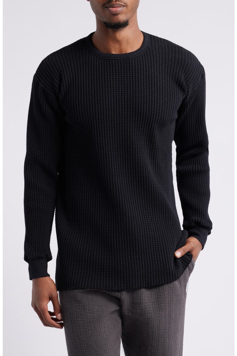 Thermal Knit Long Sleeve T-Shirt, Main, color, BLACK