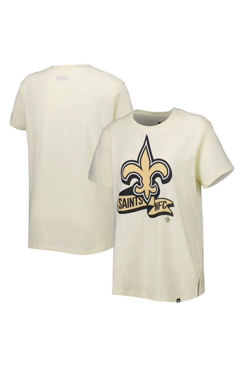 Women's New Era Cream New Orleans Saints Chrome Sideline T-Shirt, Main, color, Cream