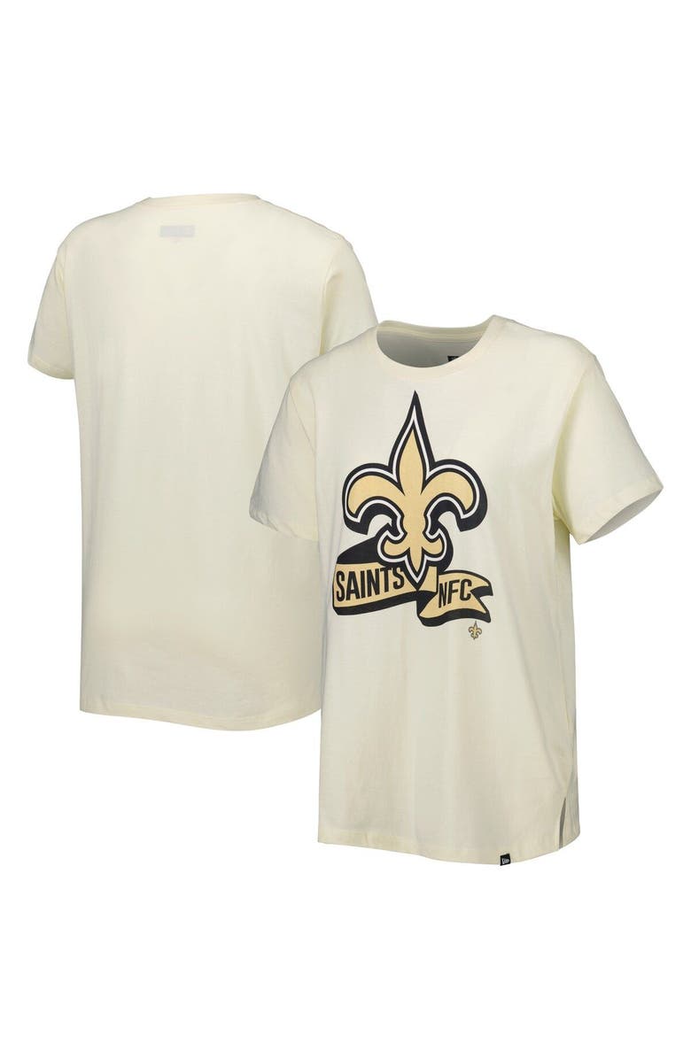 New Era Women's New Era Cream New Orleans Saints Chrome Sideline T-Shirt, Main, color, Cream