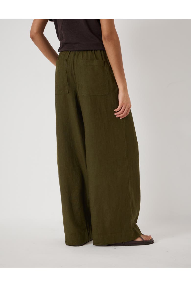 Petunia Linen Blend Wide Leg Trousers, Alternate, color, Khaki Green