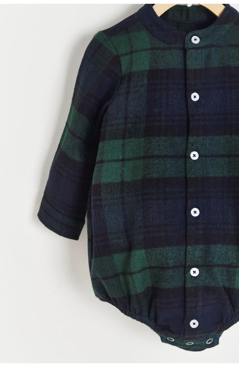 Babycottons Premium Cotton Christmas plaid Shirt Bodysuit For Infant, Alternate, color, 