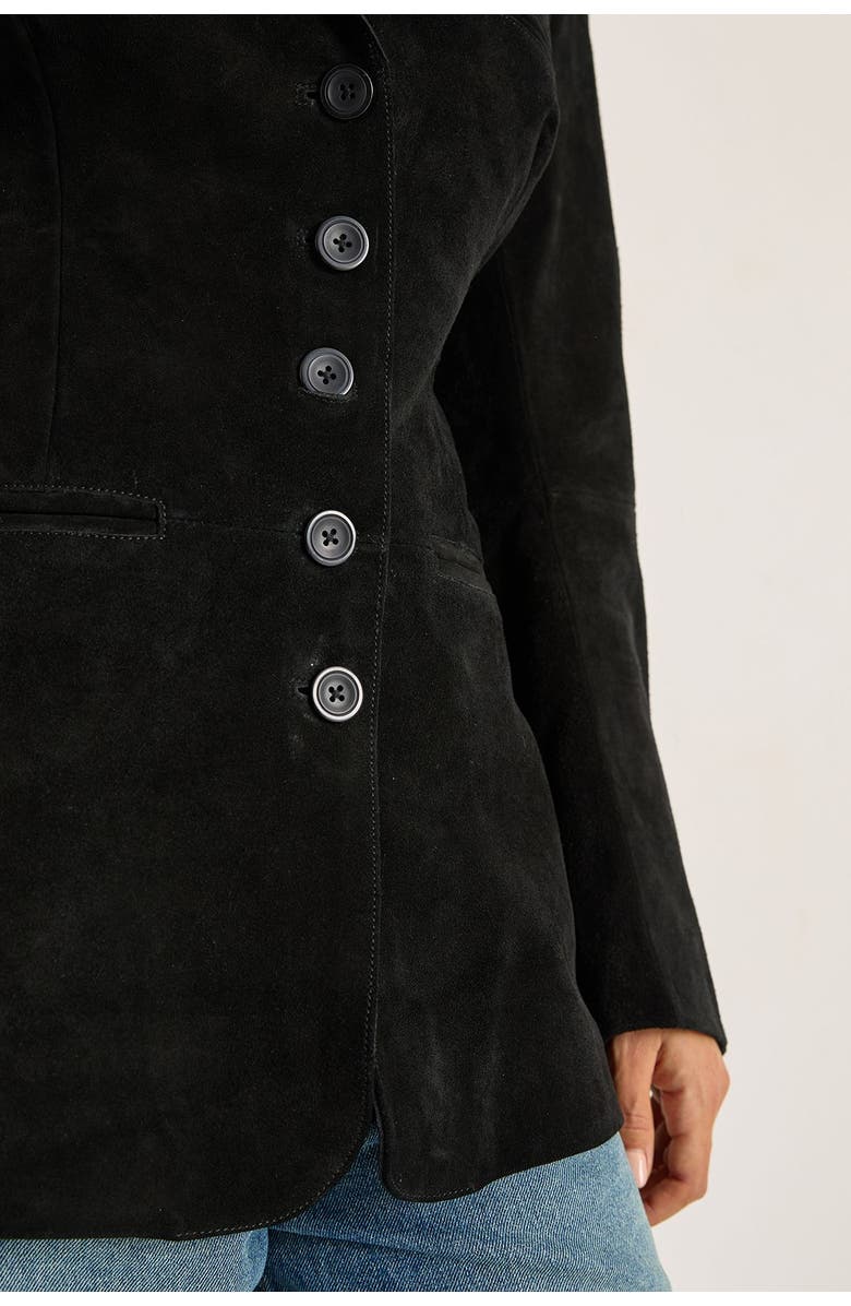 NASTY GAL Real Suede Cinched Waist Blazer, Alternate, color, Black