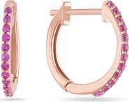 LANA 14K Gold Mini Pink Sapphire Huggie Hoop Earrings