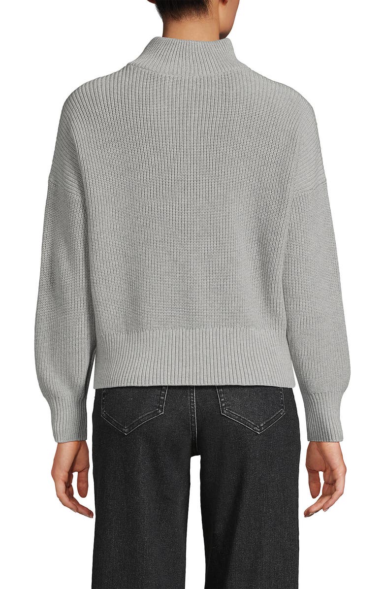 Lands' End Drifter Shaker Wedge Quarter Zip Sweater, Alternate, color, Gray Heather