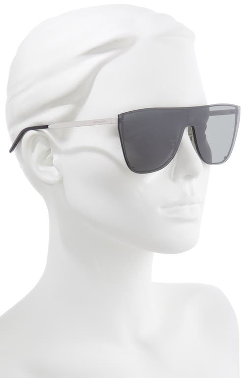 Saint Laurent 99mm Oversize Flat Top Shield Sunglasses In Gray