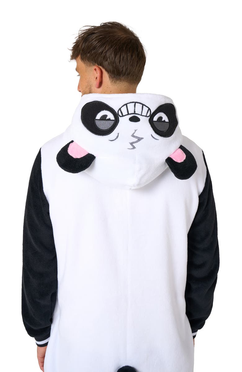 OppoSuits Panda Hooded Fleece Costume Jumpsuit, Alternate, color, Black