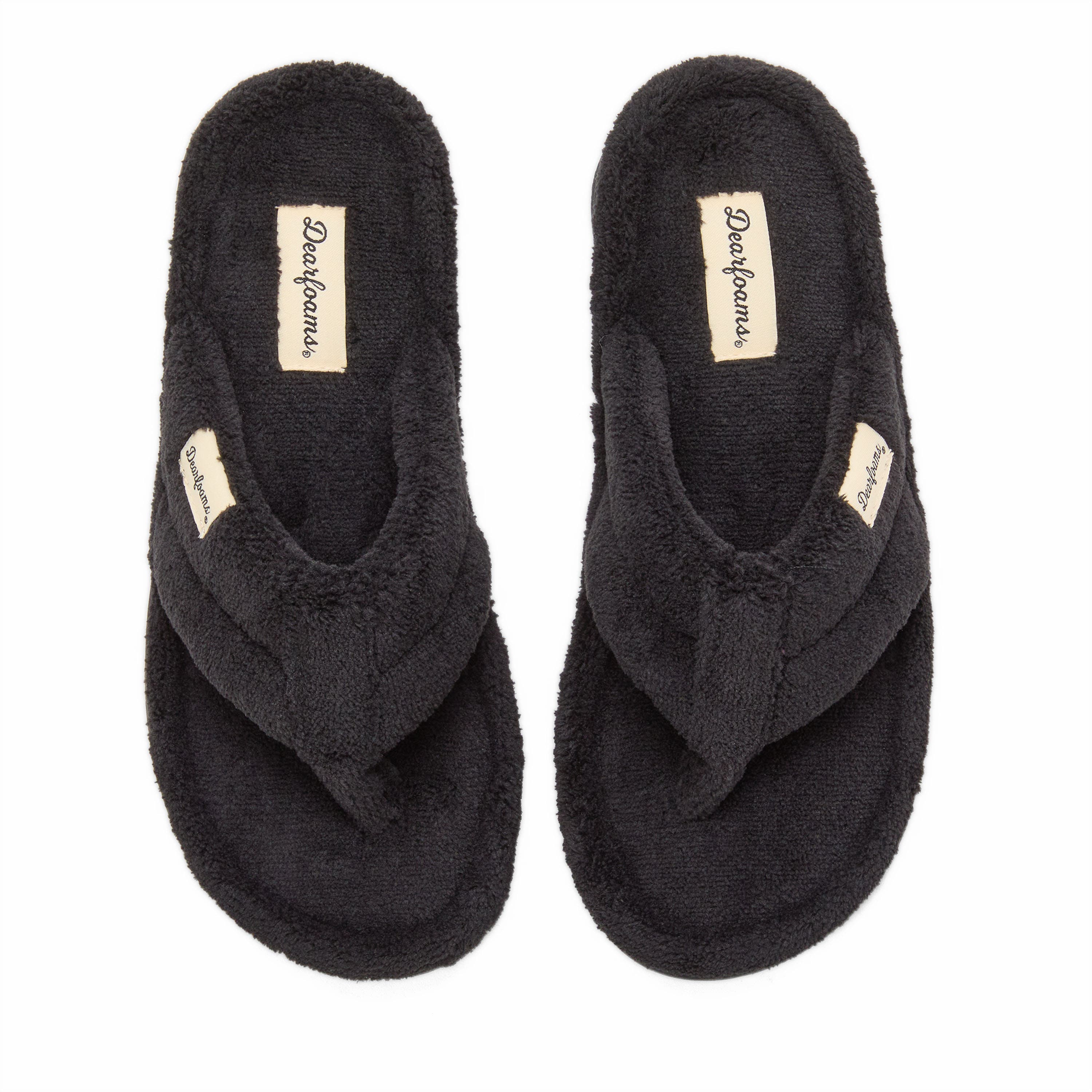 DEARFOAMS Wrenley Terry Thong Flip Flop Slipper, Alternate, color, Black