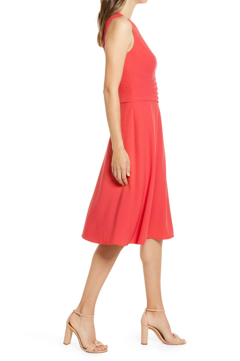 Ruched Fit & Flare Dress, Alternate, color, RED