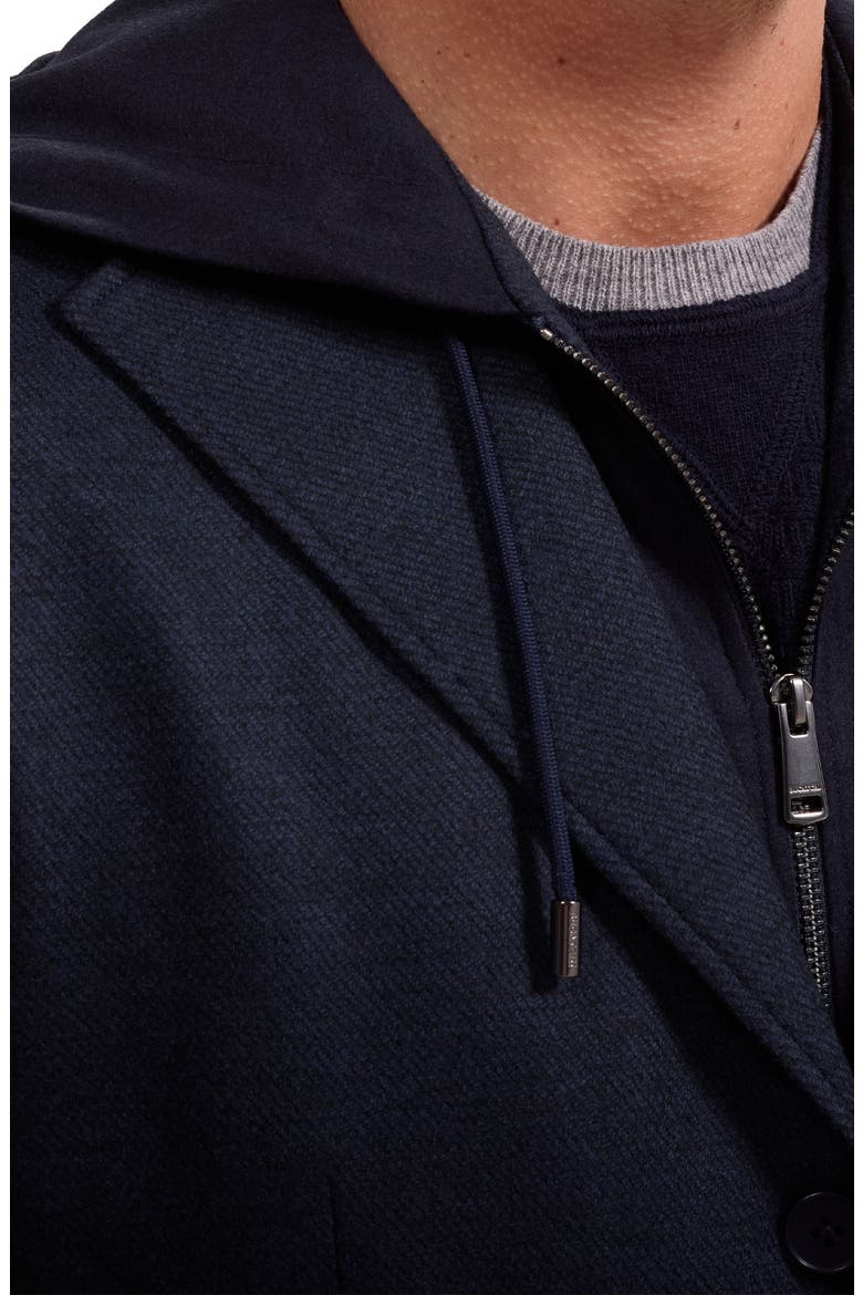 Wool Three Button Blazer with Hood, Alternate, color, NAVY