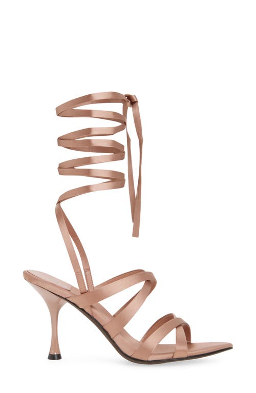 Jeffrey Campbell Obsessed Ankle Wrap Sandal In Champange Satin