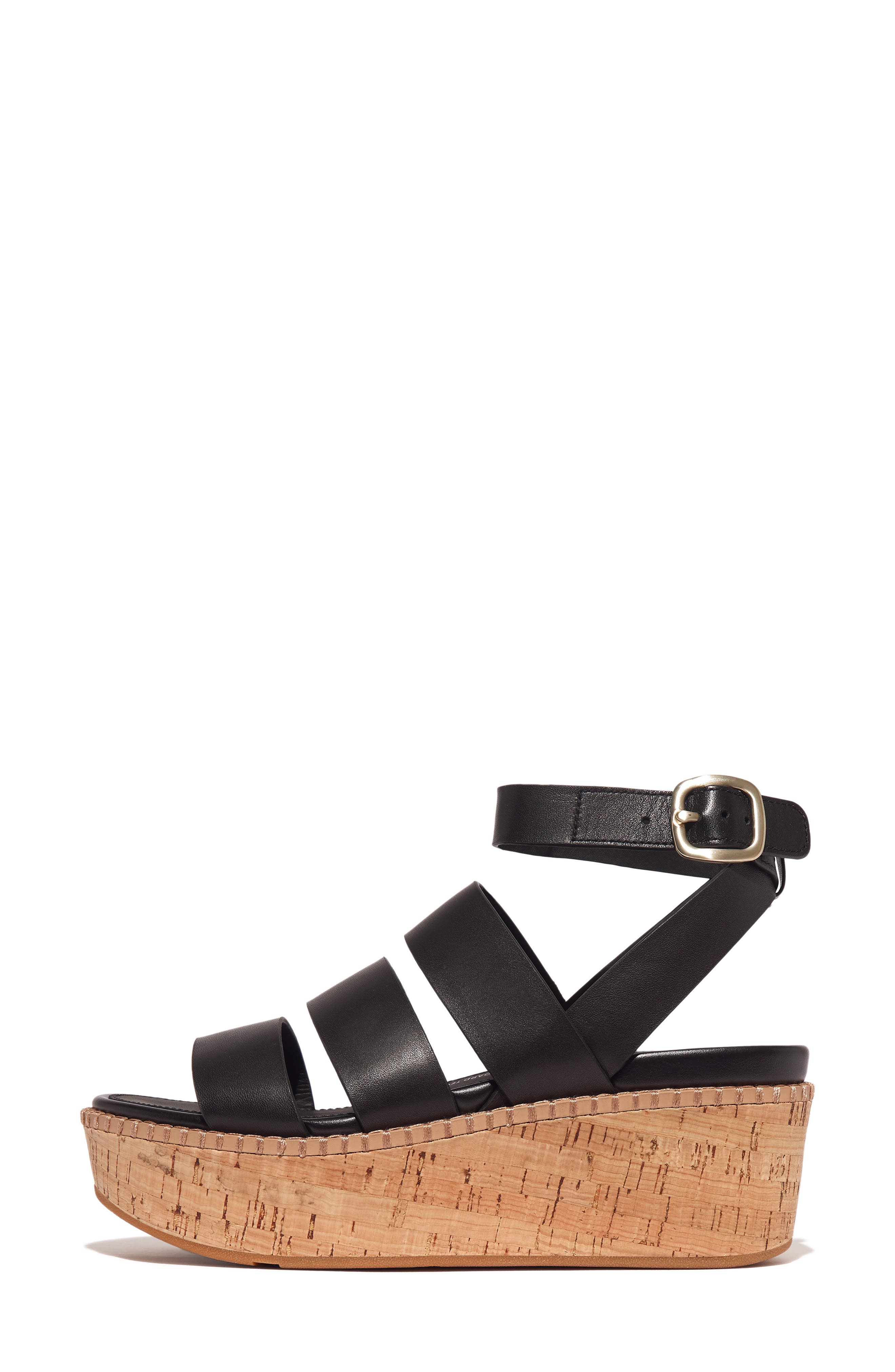 FitFlop Eloise Platform Wedge Cork Sandal, Alternate, color, Black