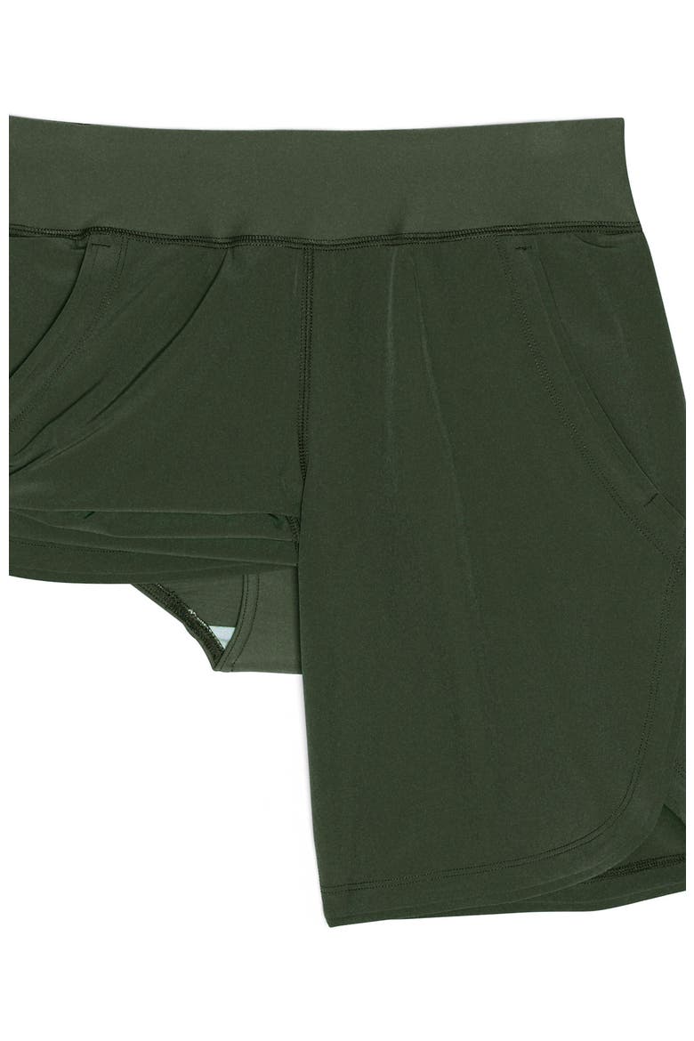 9" Quick Dry Elastic Waist Modest Board Shorts Swim Cover-up Shorts with Panty, Alternate, color, Rich Olive Green