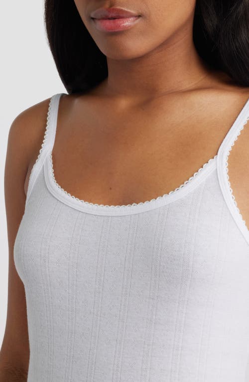 Open Edit Pointelle Knit Chemise In White