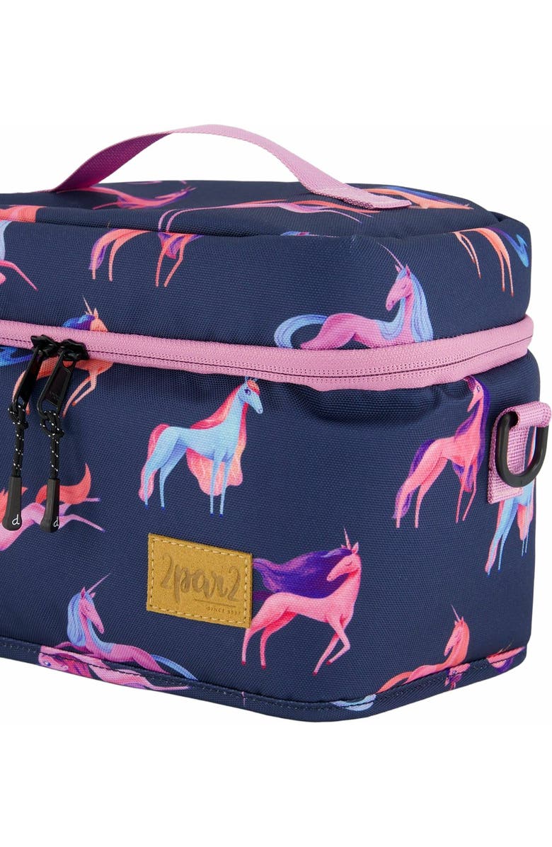 Deux par Deux Girl's Lunch Box Navy Printed Unicorn, Alternate, color,