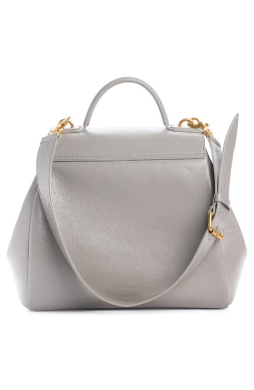 Dries Van Noten Glossy Leather Shoulder Bag In Gray
