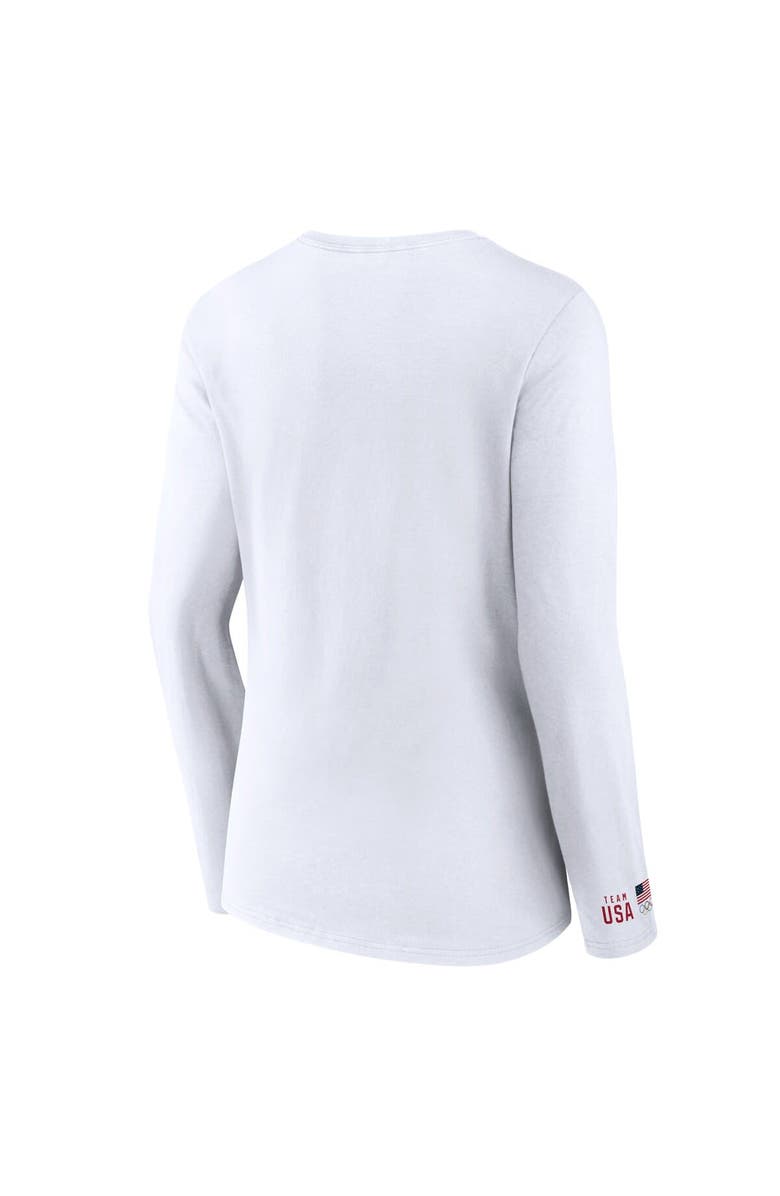 FANATICS Women's Fanatics Branded White Team USA Unity Emblem Long Sleeve V-Neck T-Shirt, Alternate, color,