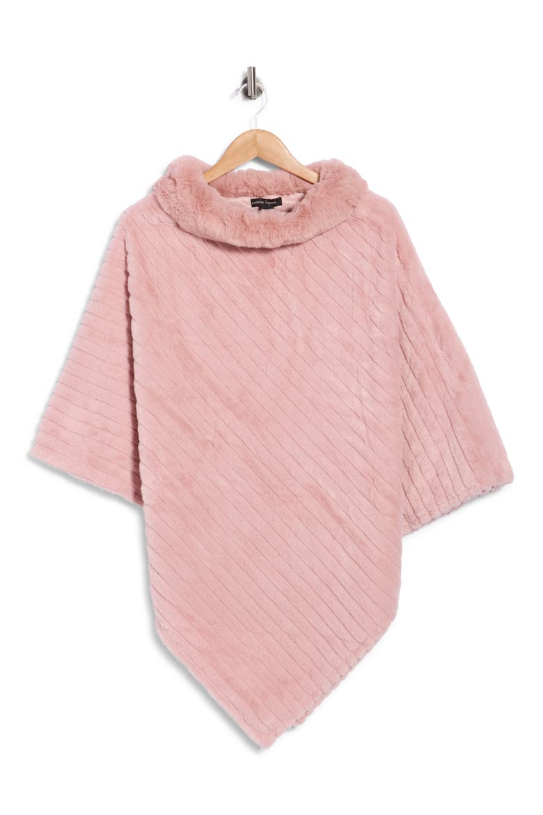 Ribbed Cowl Neck Poncho, Main, color, BLUSH