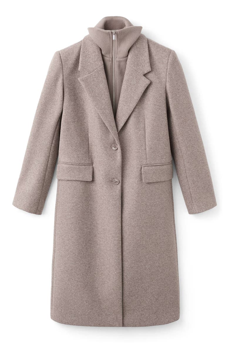 Notch Collar Coat with Removable Bib Insert, Alternate, color, BROWN