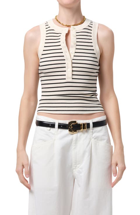 Caralyn Stripe Cotton Blend Tank