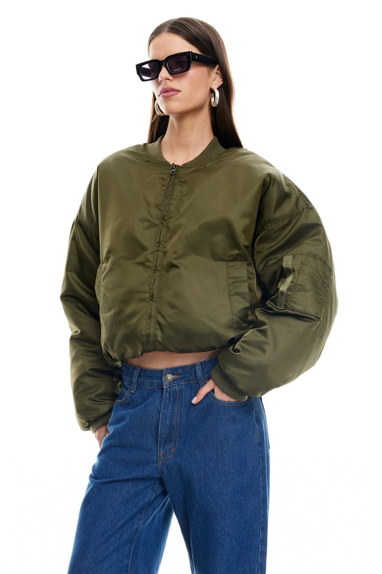 Essential Crop Bomber Jacket, Alternate, color, MINERAL