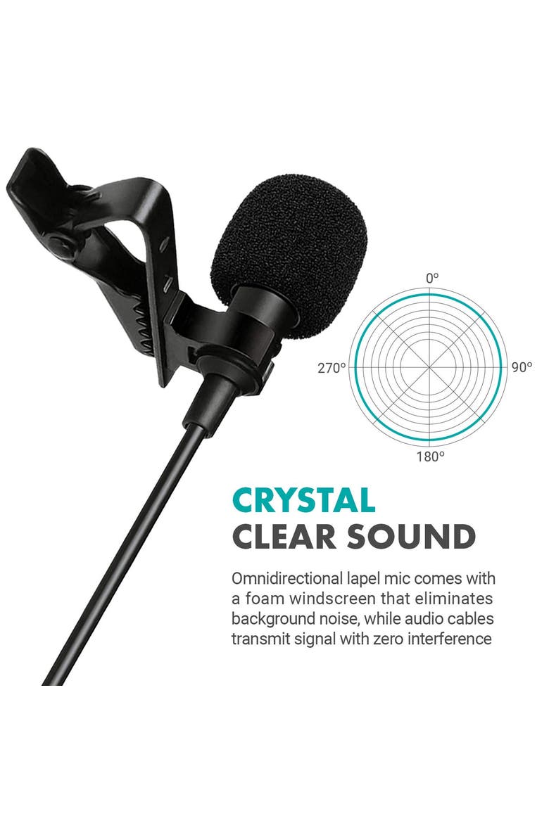 DOM1 Lavalier Omnidirectional Condenser Microphone for DJI Osmo Handheld 4K Camera, Alternate, color, Black