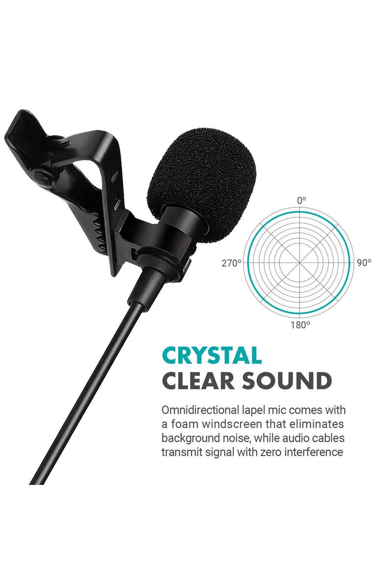 MOVO DOM1 Lavalier Omnidirectional Condenser Microphone for DJI Osmo Handheld 4K Camera, Alternate, color, Black