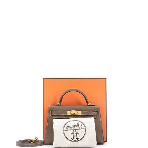 Pre-owned Hermes Hermes Kelly Mini Ii Bag Grey Madame With Gold Hardware 20 In Brown