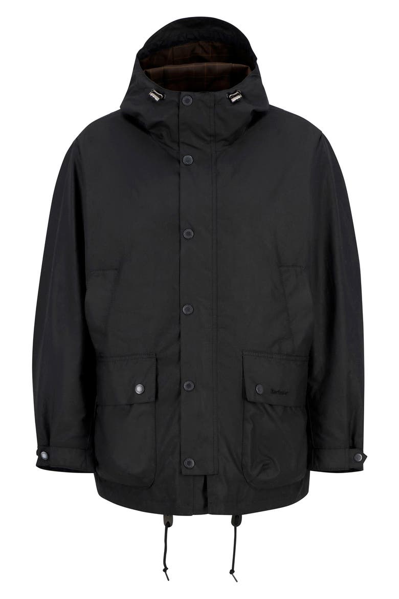 Tide Hooded Waxed Cotton Jacket, Alternate, color, BLACK
