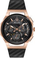 BULOVA CURV Chronograph Rubber Strap Watch, 44mm