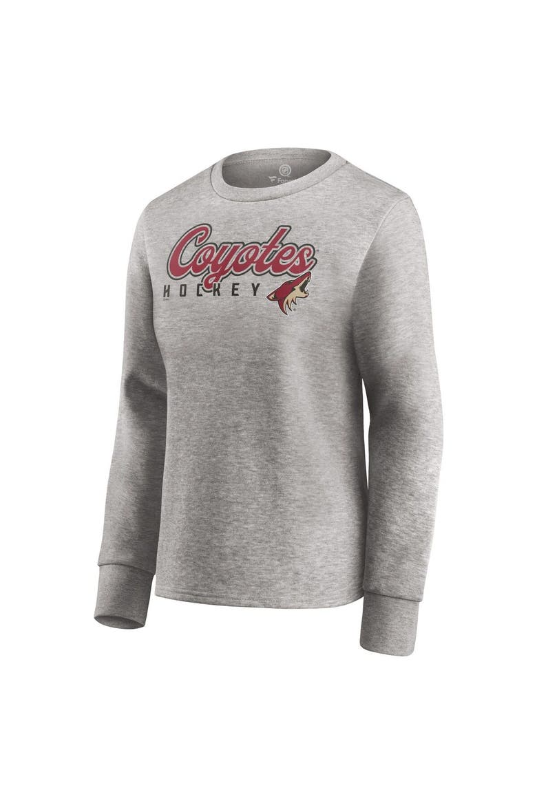 Women's Fanatics Branded Heathered Gray Arizona Coyotes Fan Favorite Script Pullover Sweatshirt, Alternate, color, Heather Gray