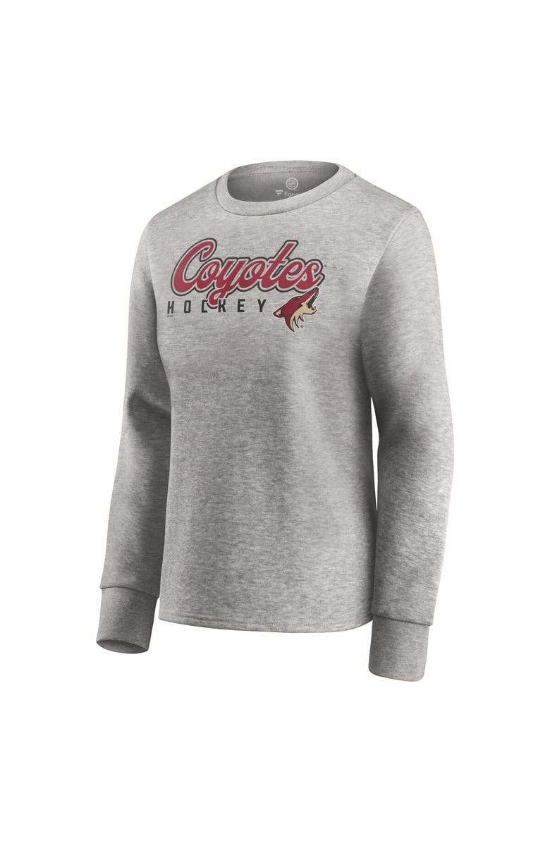 FANATICS Women's Fanatics Branded Heathered Gray Arizona Coyotes Fan Favorite Script Pullover Sweatshirt, Alternate, color, Heather Gray