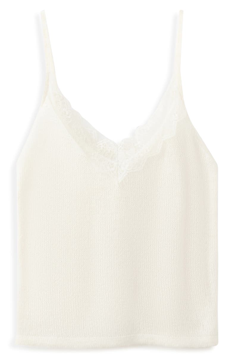 MANGO Lace Trim Camisole, Main, color,