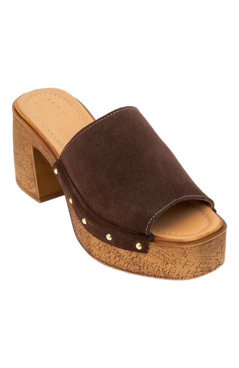 Pull Leather Platform Mules (Women)