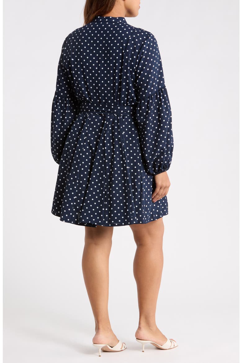 Polka Dot Button Down Minidress, Alternate, color, NAVY-CREAM