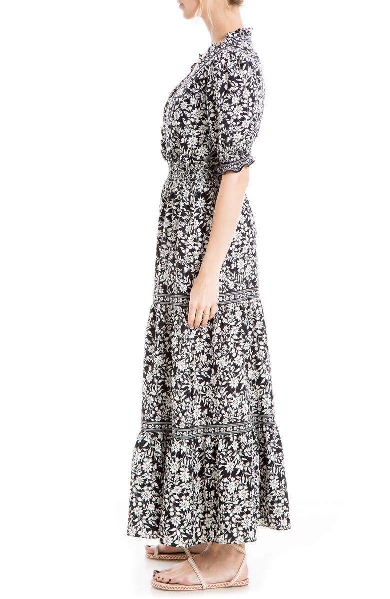 MAX STUDIO Floral Short Sleeve Tiered Maxi Dress, Alternate, color,