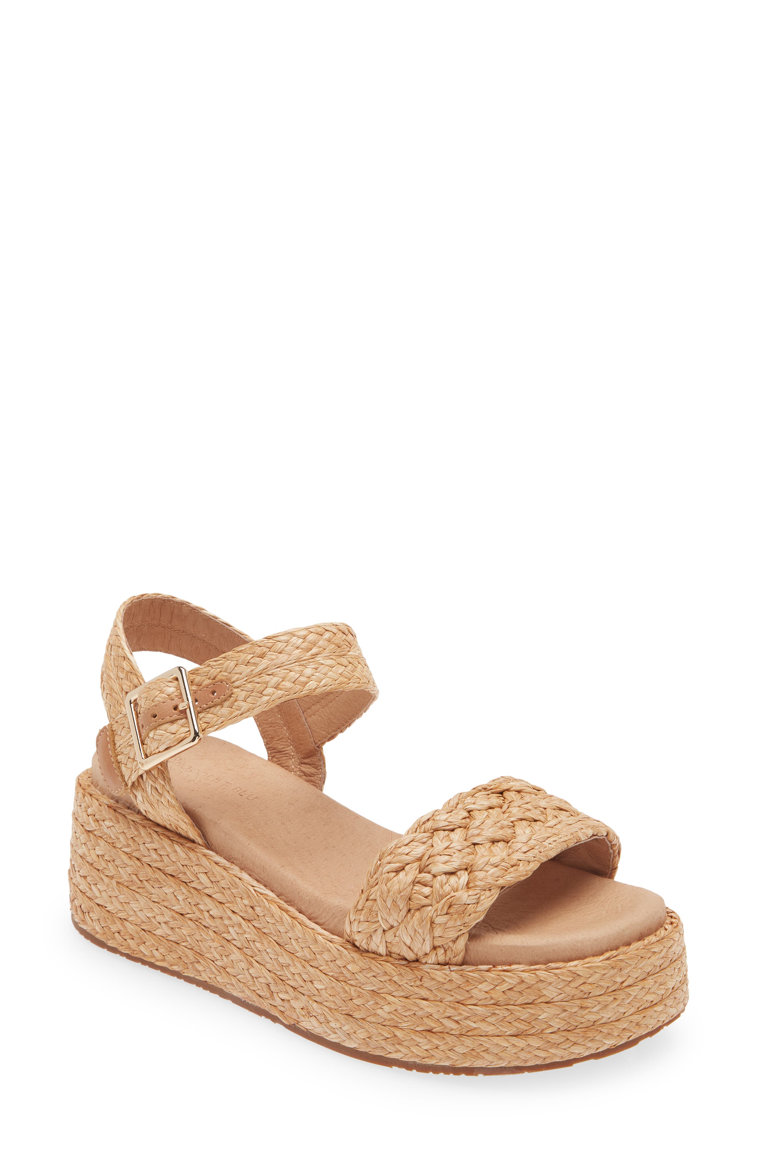 Chocolat Blu Lacy Platform Wedge Sandal, Main, color, Toast Raffia