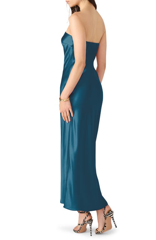 Steve Madden Jessamine Strapless Stretch Satin Dress In Blue