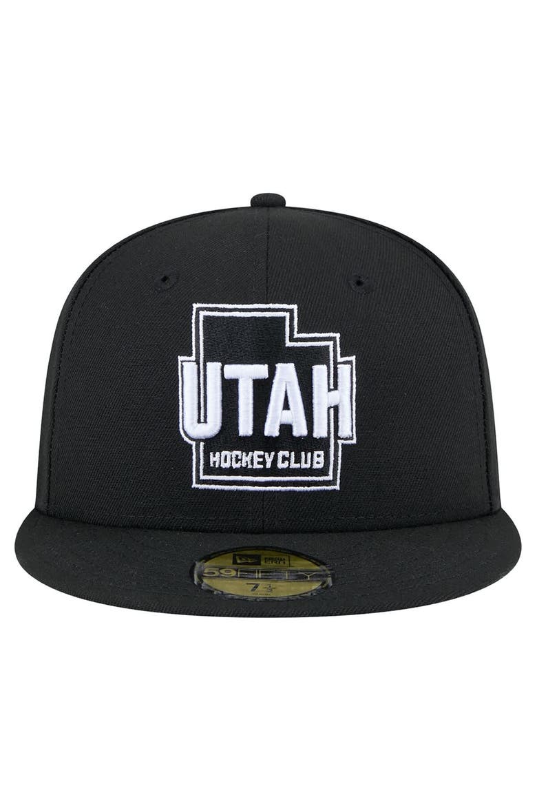 Men's New Era Black Utah Hockey Club State Shape 1st Season 59FIFTY Fitted Hat, Alternate, color, Black