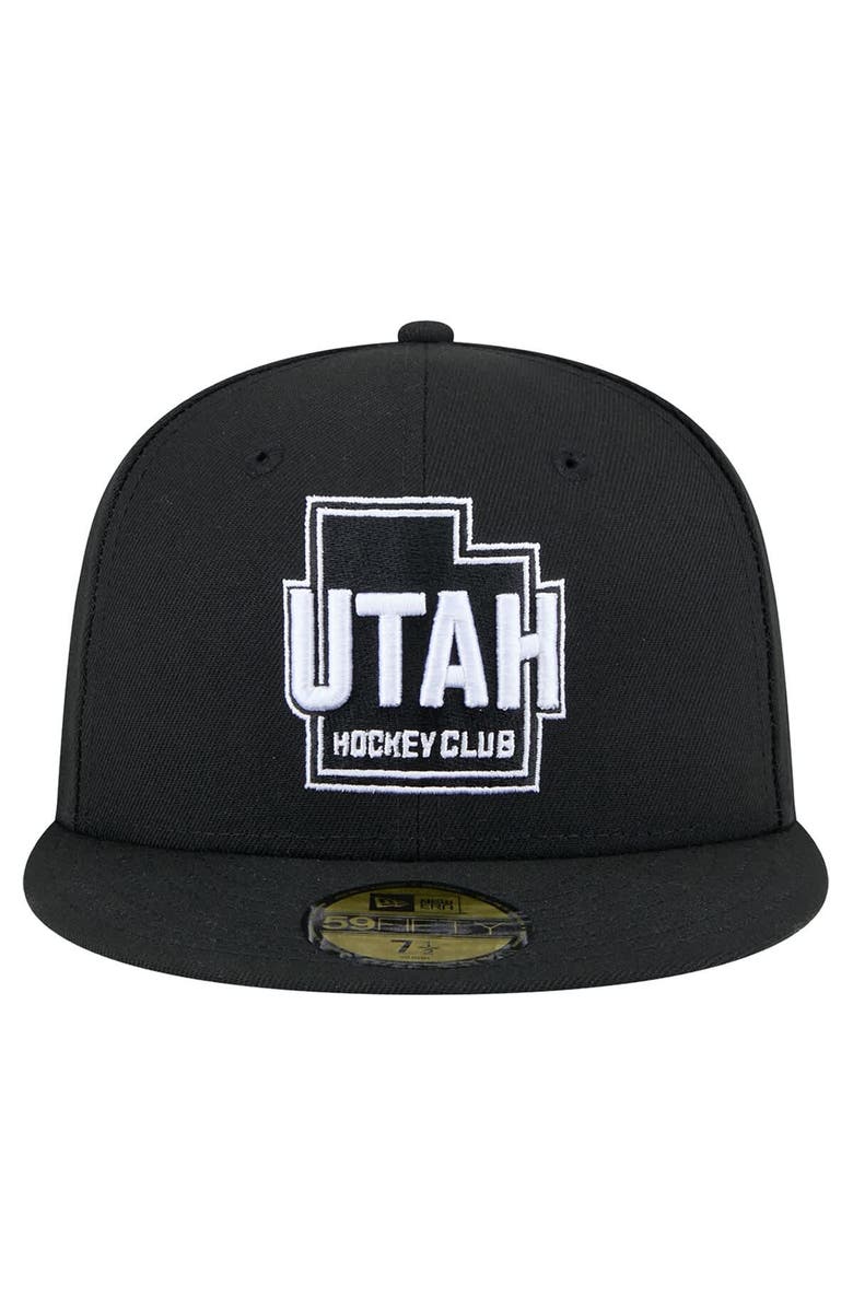 New Era Men's New Era Black Utah Hockey Club State Shape 1st Season 59FIFTY Fitted Hat, Alternate, color, Black