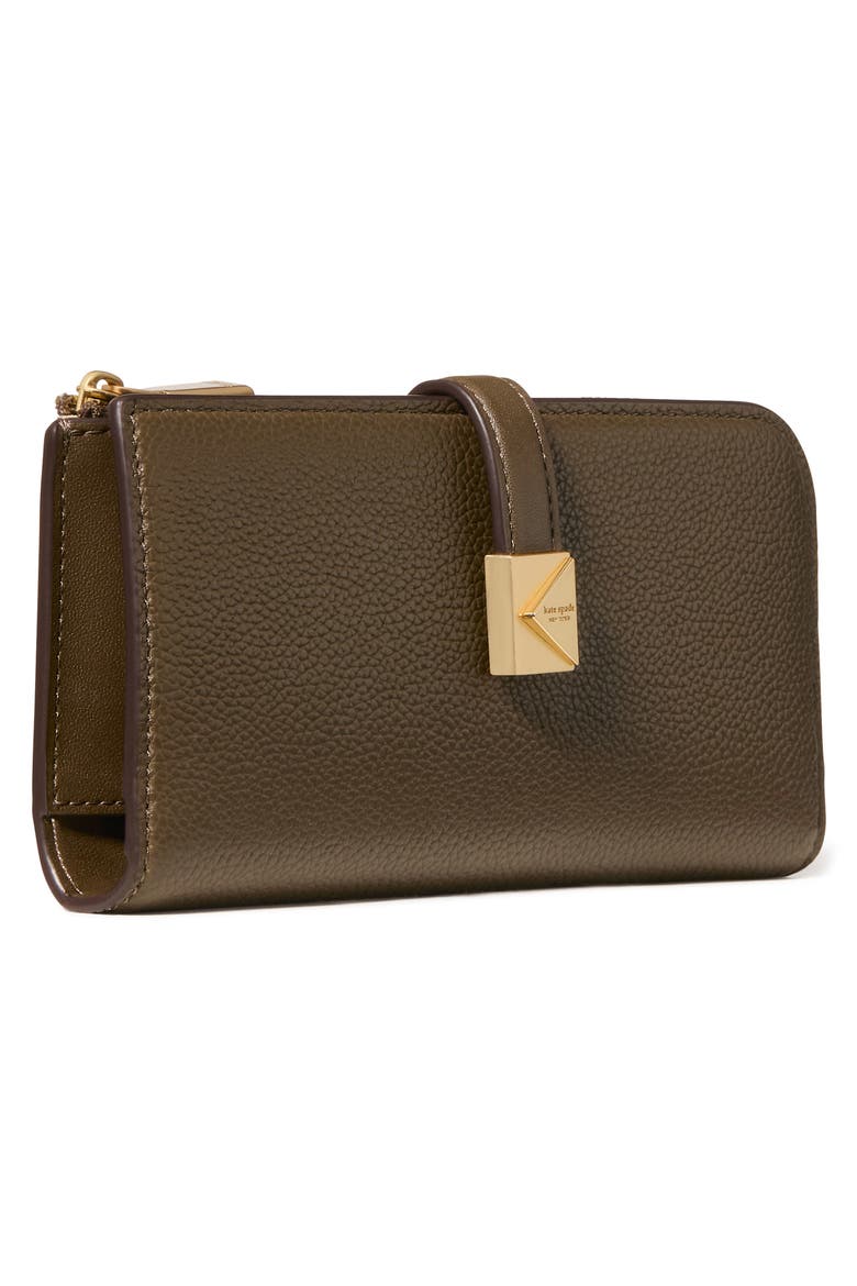 deco pebbled leather zip wallet, Alternate, color, BURNT SAGE