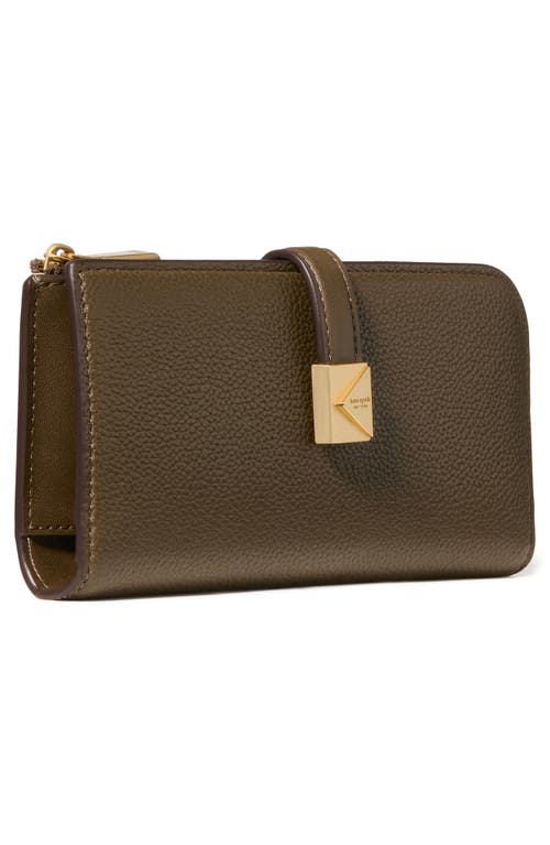 Kate Spade New York Deco Pebbled Leather Zip Wallet In Brown