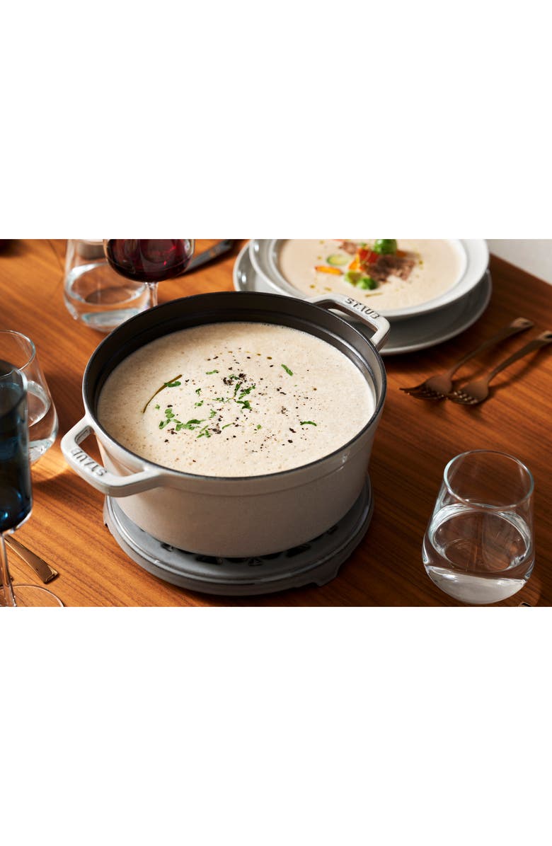 Staub 4-Quart Enameled Cast Iron Dutch Oven, Alternate, color, White Truffle