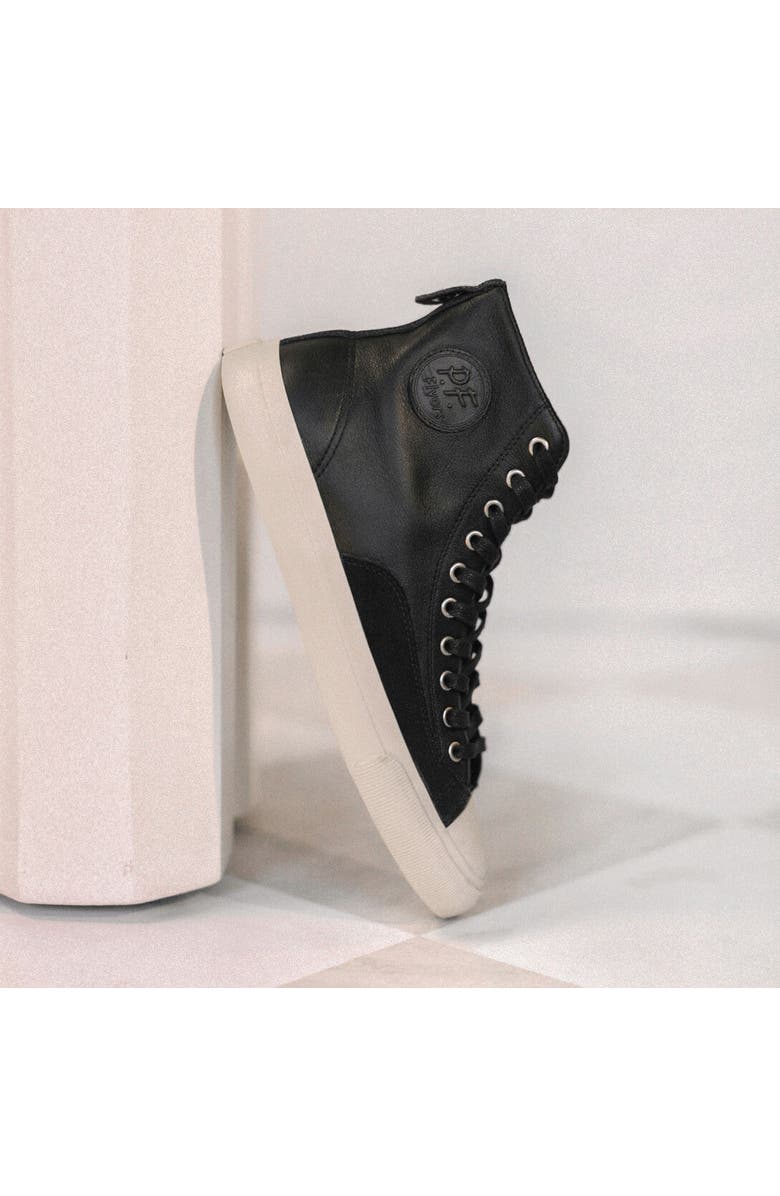 P.F. Flyers All-American Luxe High-Top Leather & Suede Sneaker, Alternate, color, Black